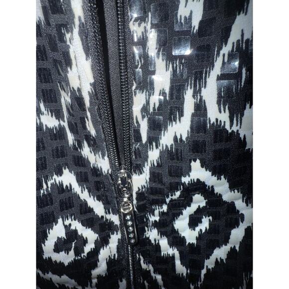 Mesmerise Jacket Women Large Black White Geo Print Long Sleeve Collared Full Zip - Picture 4 of 6